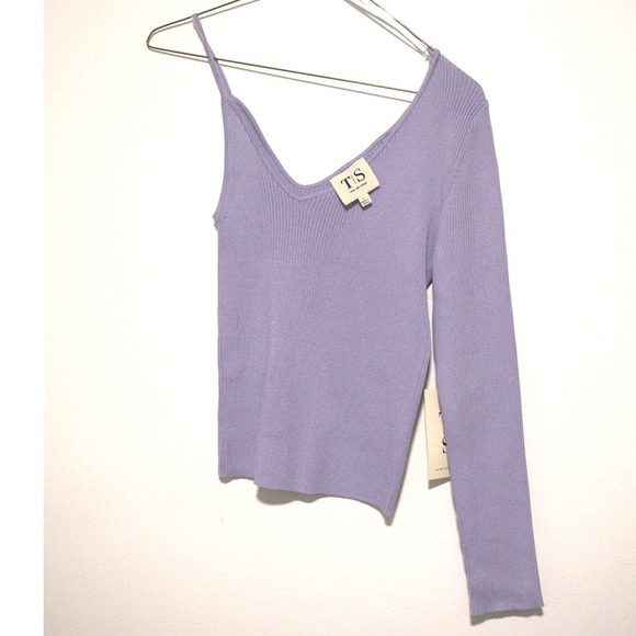 Twine And String Tops - Twine and String Lavender Purple Asymmetrical One Shoulder Ribbed Knit Top L